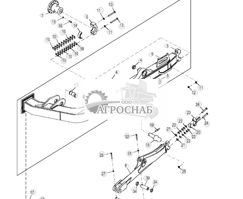 Толкающие брусья, механический поворотный отвал, левая сторона (XXXXXX - ) - ST947581 264.jpg